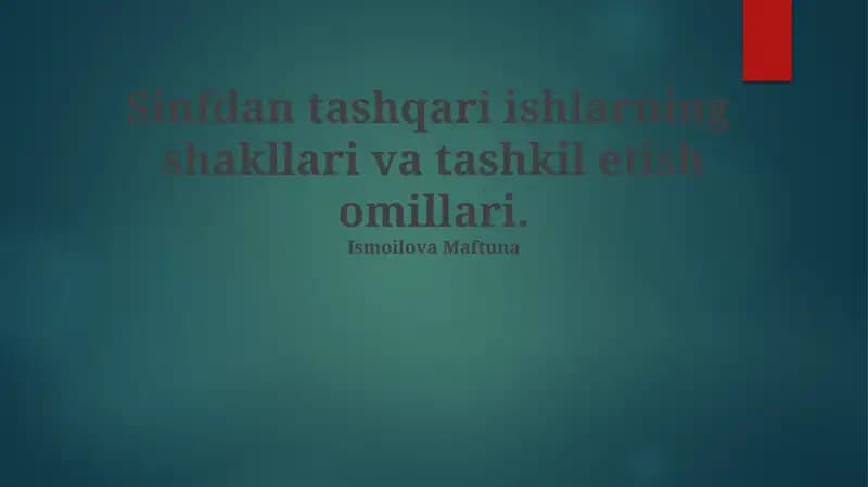 Qo'shimcha mashg'ulotlar turlari