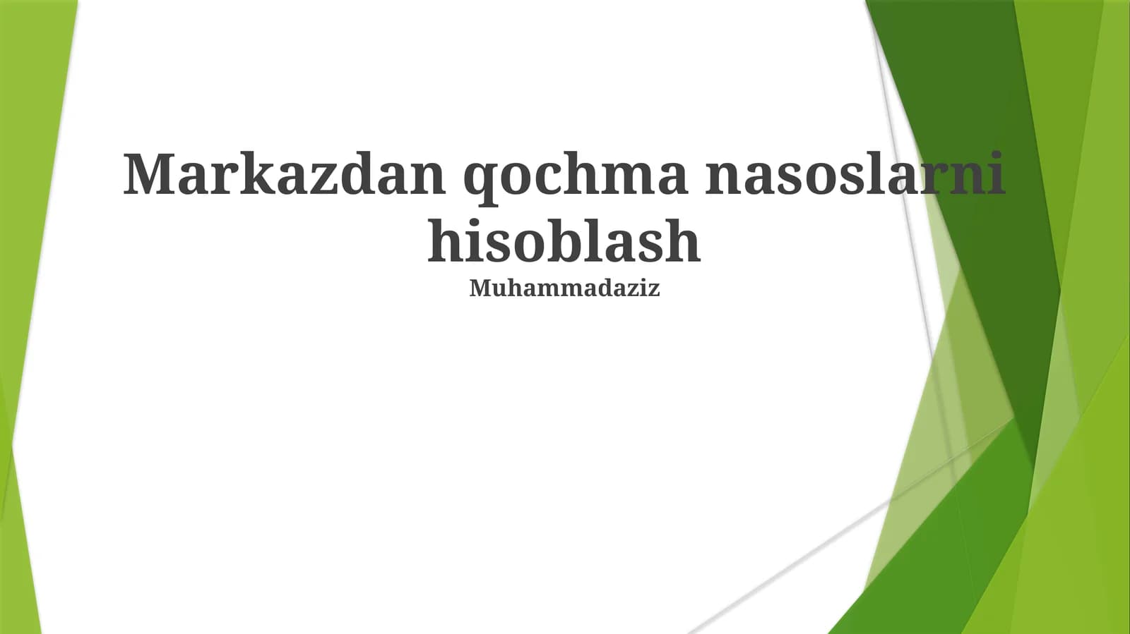 Markazdan qochma nasoslarni hisoblash