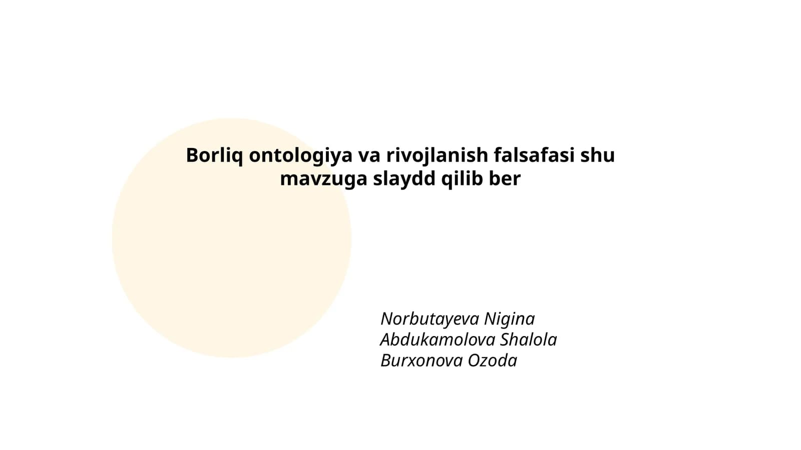 Borliq ontologiya va rivojlanish falsafasi