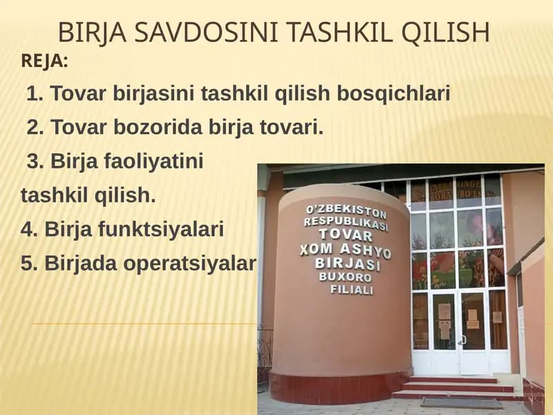 Birja savdosini tashkil qilish