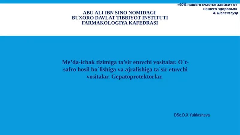 Me’da-ichak tizimiga ta’sir etuvchi vositalar