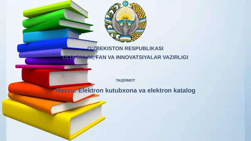 Elektron kutubxona va elektron katalog
