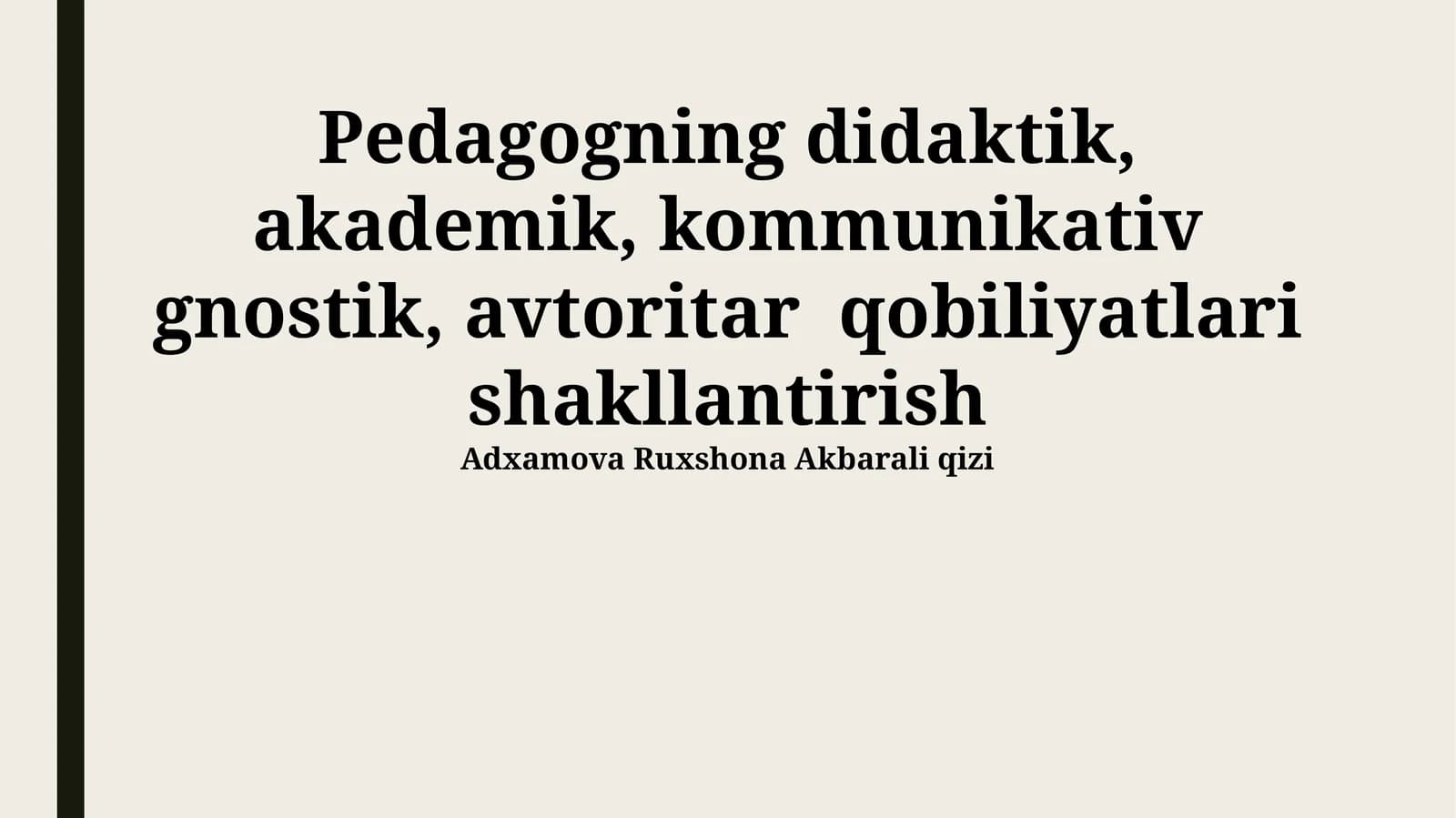 Pedagogik Qobiliyatlarning Shakillanishi