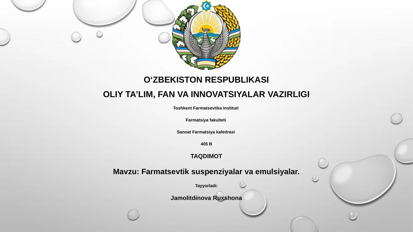 Farmatsevtik suspenziyalar va emulsiyalar