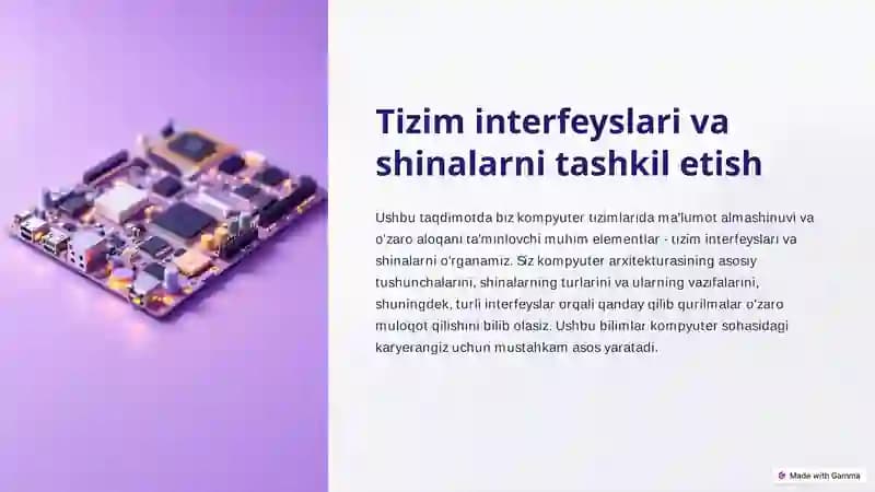 Tizim interfeyslari va shinalarni tashkil etish