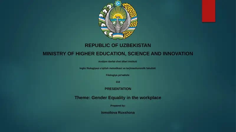 Gender Equality in the Workplace Presentation