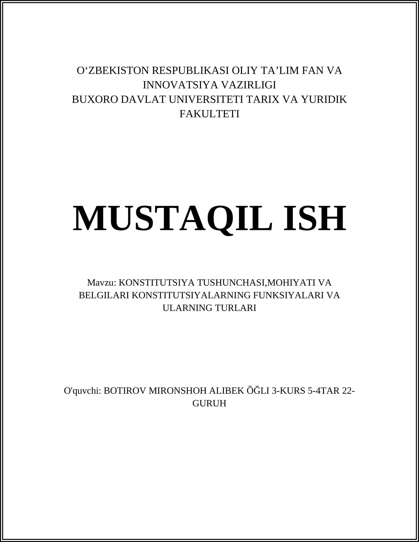 KONSTITUTSIYA TUSHUNCHASI
