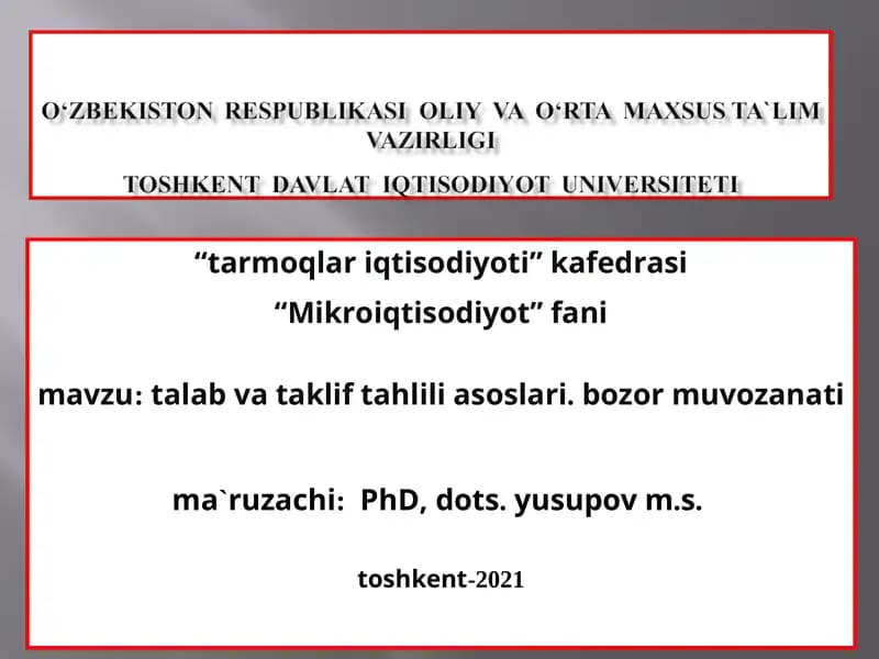 talab va taklif tahlili asoslari