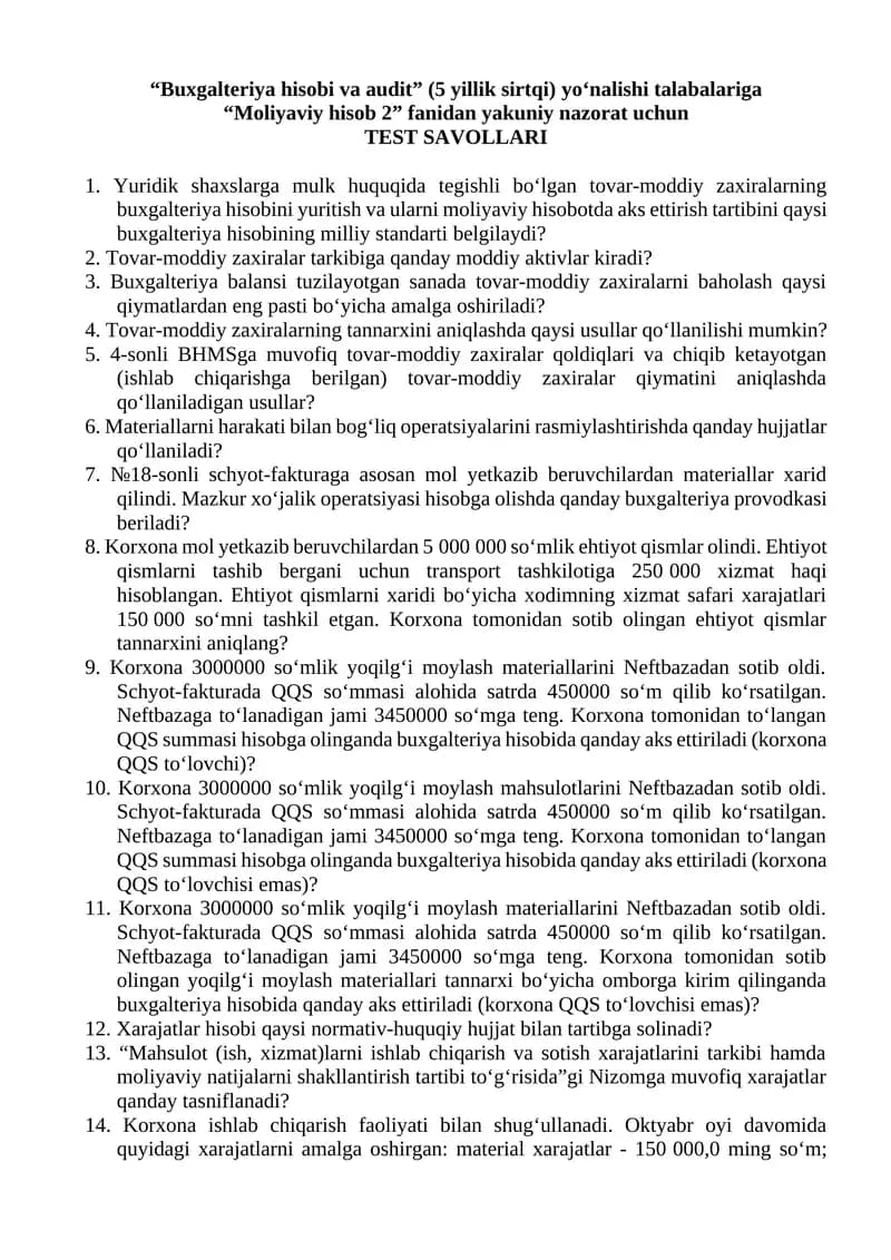 Moliyaviy hisob 2