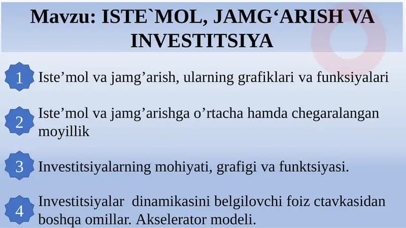 Istе’mоl vа jаmg’аrish, ulаrning grаfiklаrivafunksiyalari