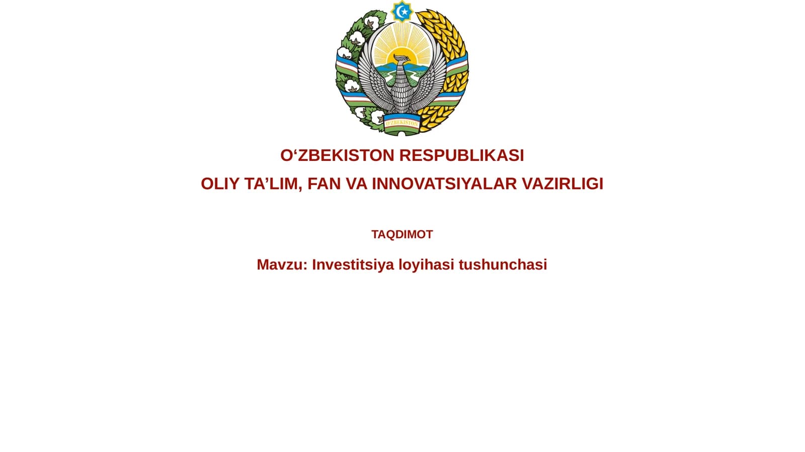 Investitsiyaloyihasitushunchasi