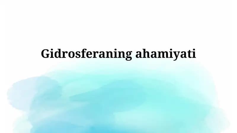Gidrosferaningahamiyati