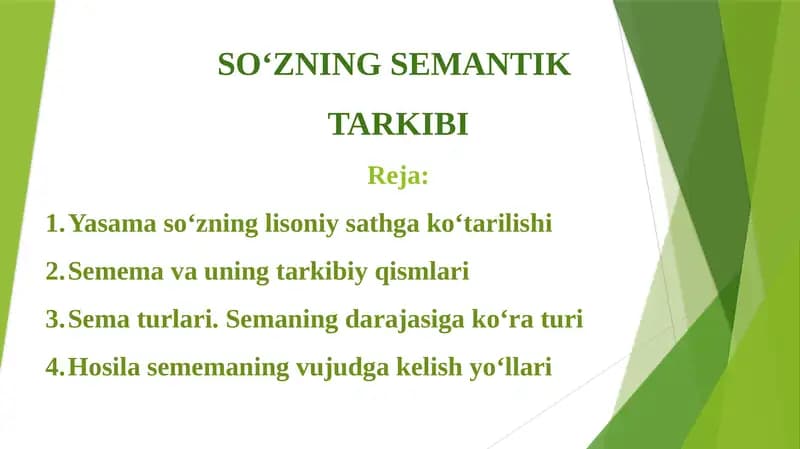 SO‘ZNING SEMANTIK TARKIBI