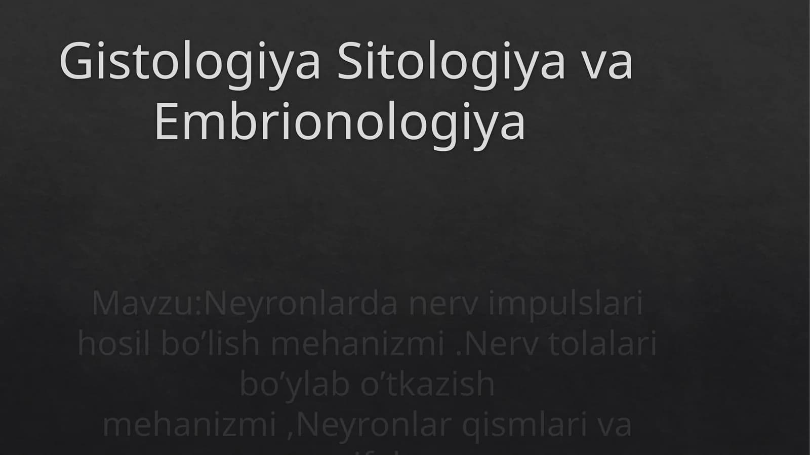 Gistologiya Sitologiya va Embrionologiya