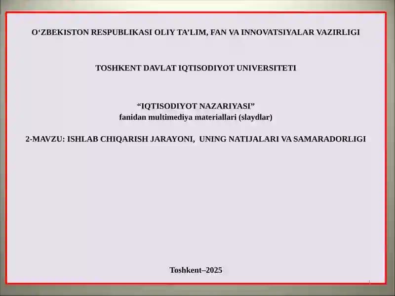 IQTISODIYOT NAZARIYASI