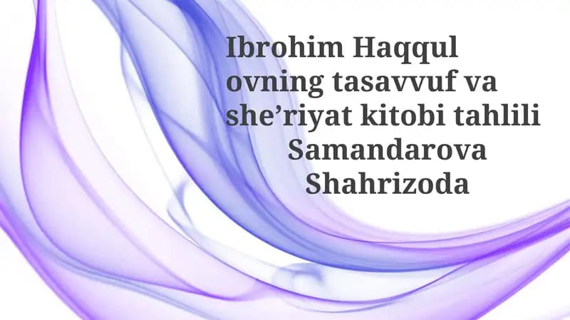Haqqulovning tasavvuf va sheʼriyat kitobi tahlili
