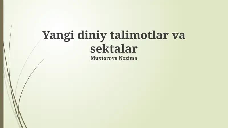 Yangi diniy harakatlarning ta'rifi