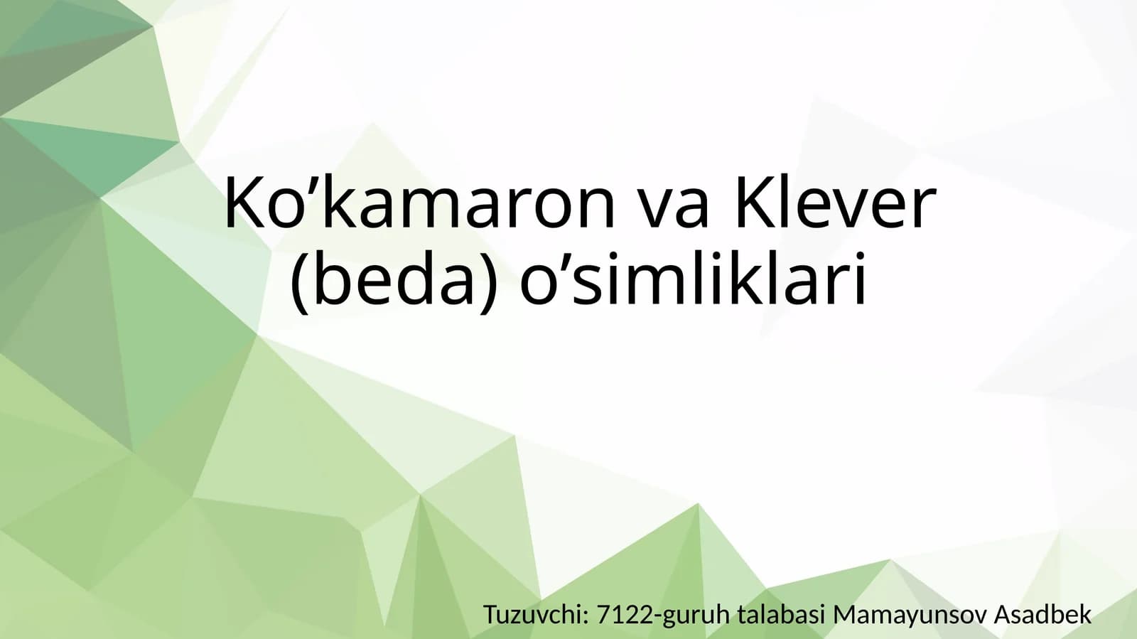Ko’kamaron va Klever (beda) o’simliklari