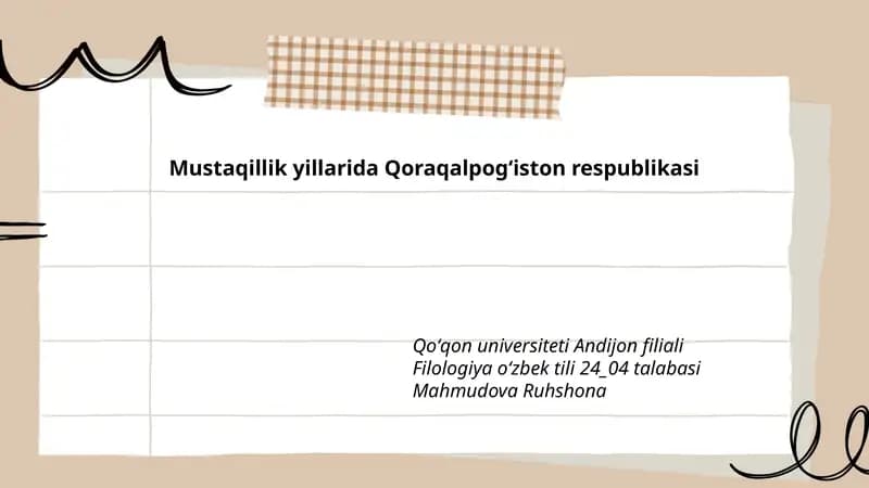 Mustaqillik yillarida Qoraqalpogʻiston respublikasi