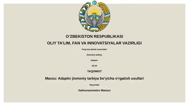 Adaptiv jismoniy tarbiya boʻyicha oʻrgatish usullari