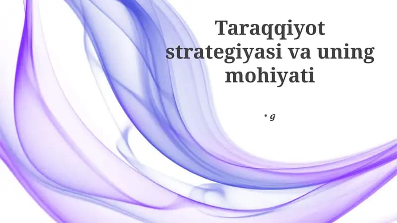 Taraqqiyot strategiyasi va uning mohiyati