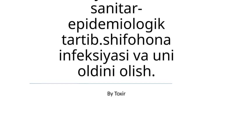 Tibbiyot tarixida sanitar-epidemiologik tartib