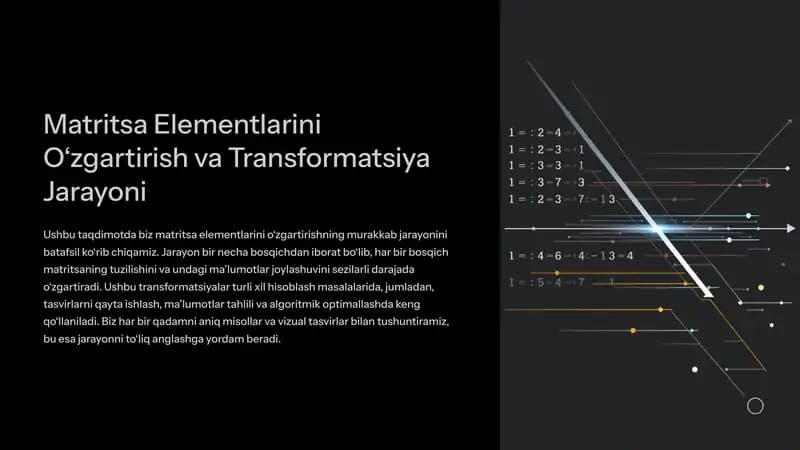 Matritsa Elementlarini O‘zgartirish va Transformatsiya Jarayoni