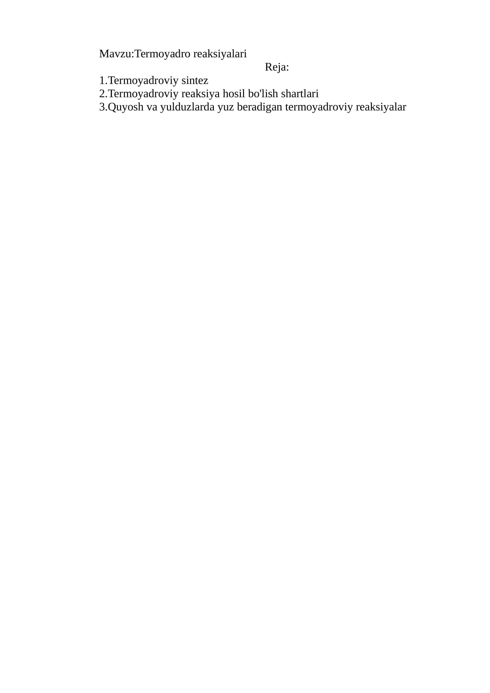 Termoyadro reaksiyalari