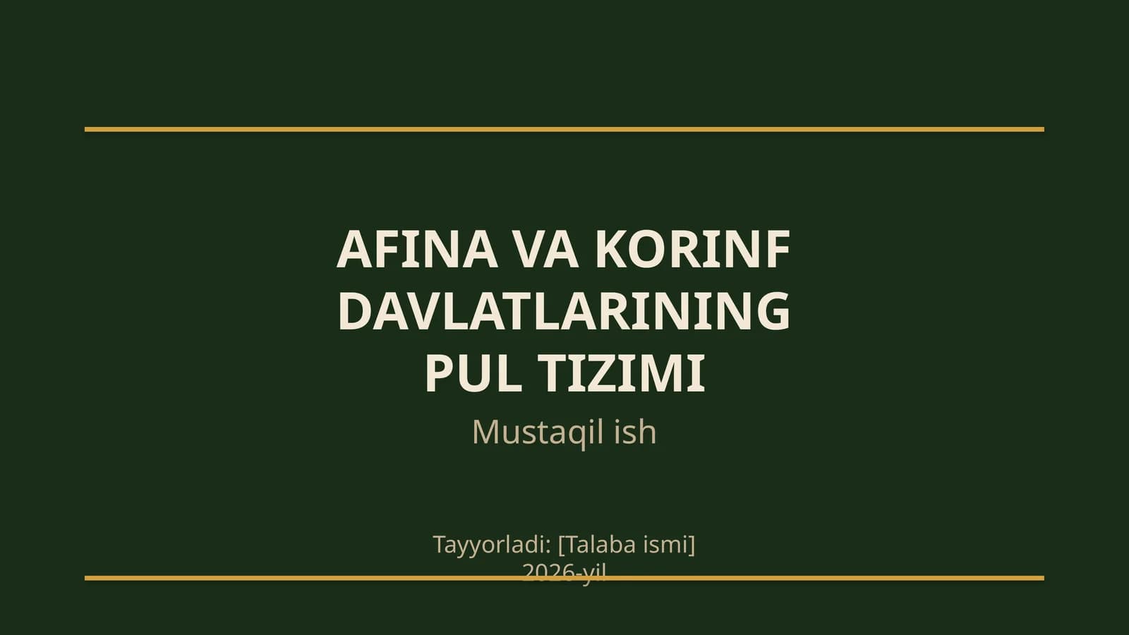 Afina va Korinf davlatlarining pul tizimi