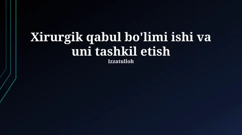 Infektsion nazorat va sanitariya-gigiyena qoidalari