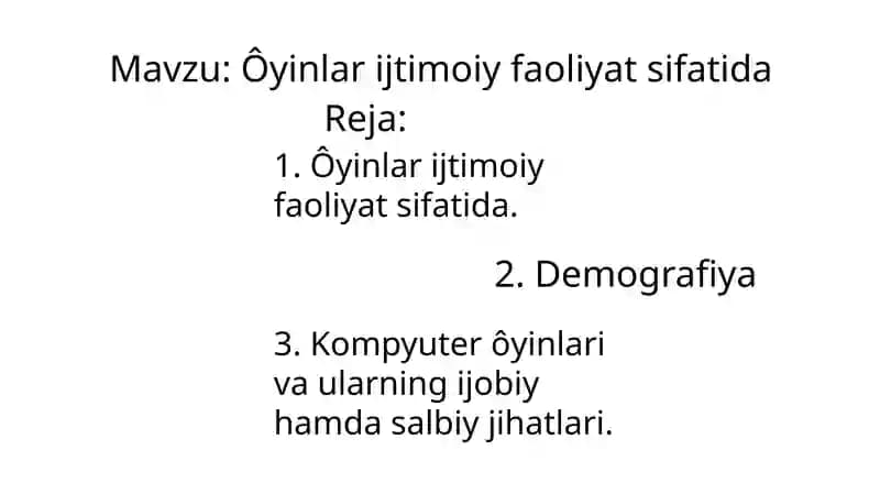 Ôyinlarijtimoiyfaoliyatsifatida