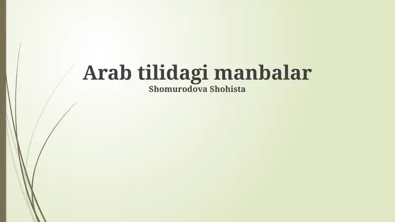 Arab tilidagi manbalar