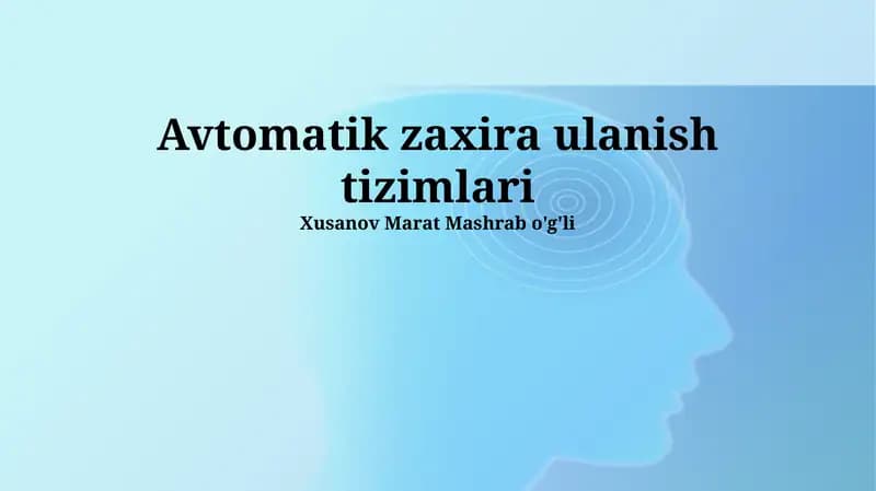 Avtomatik zaxira ulanish tizimlari