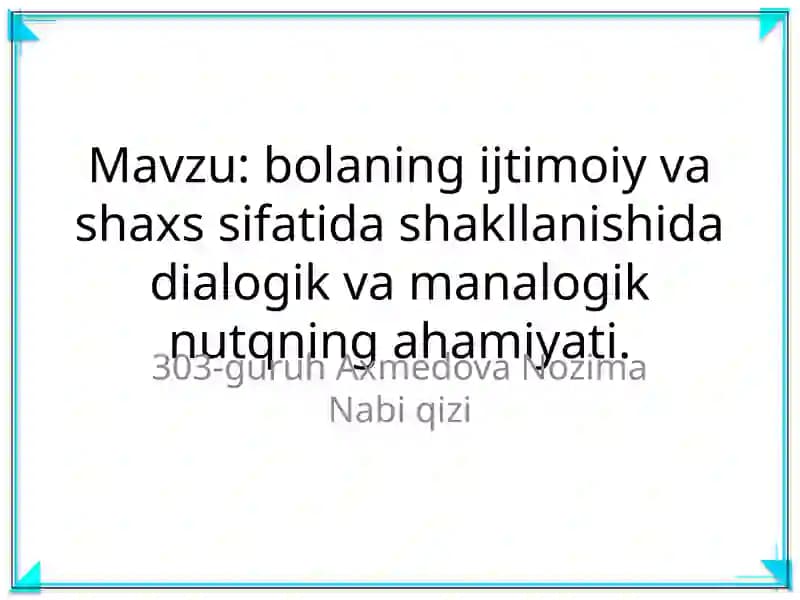 Dialogik va manalogik nutq ahamiyati
