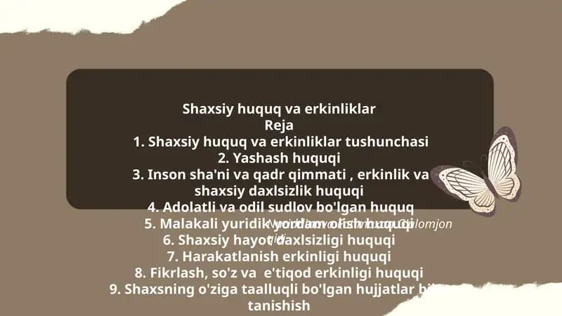 Shaxsiy huquq va erkinliklar