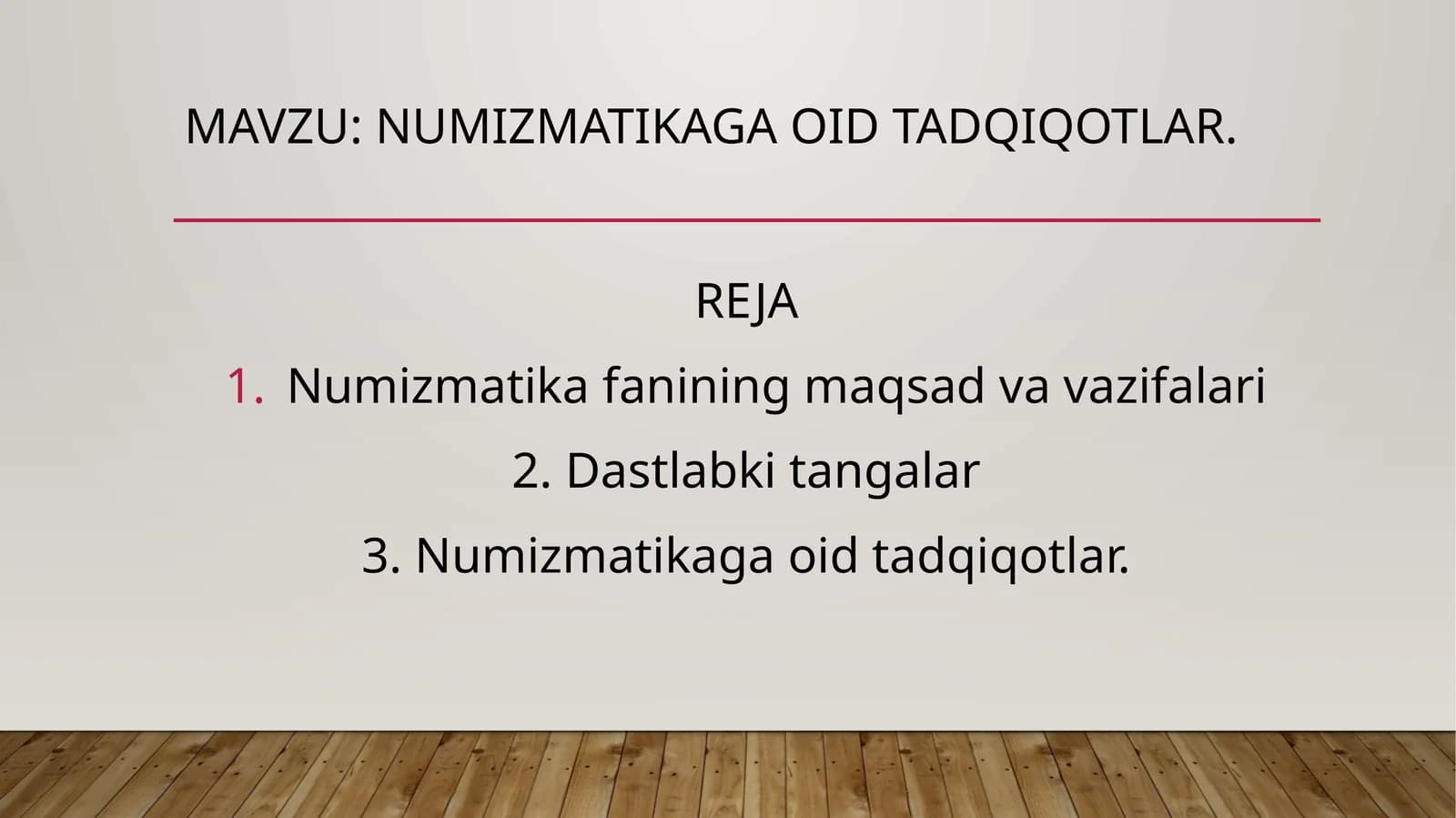 numizmatikaga oid tadqiqotlar