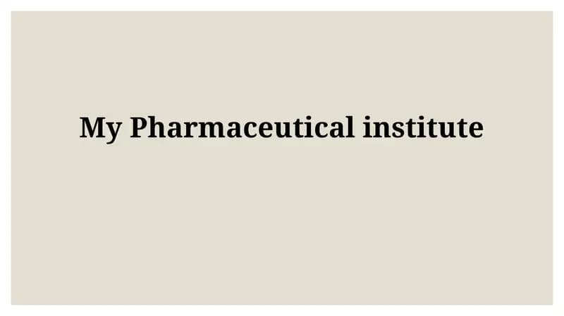 Pharmaceutical Institute Name