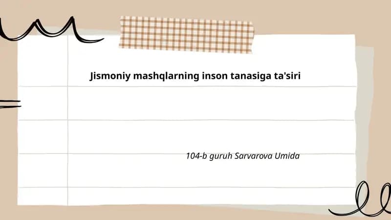 Jismoniy mashqlarning inson tanasiga ta'siri