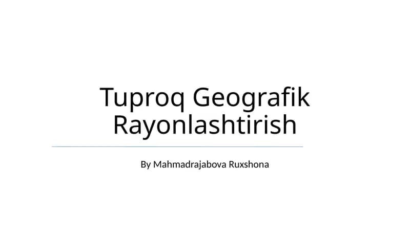 Tuproq Geografik Rayonlashtirish