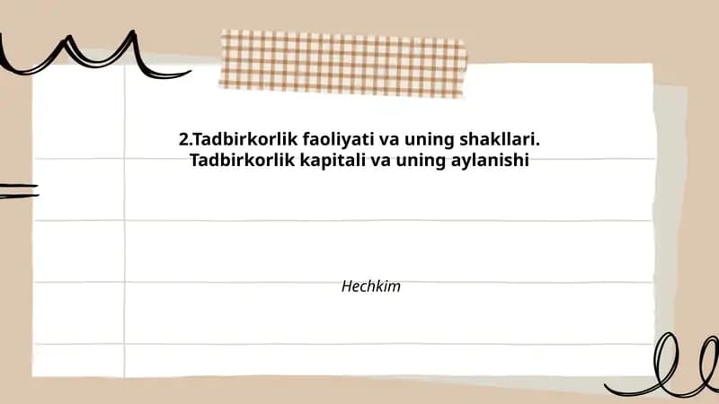 Tadbirkorlik faoliyati va uning shakllari