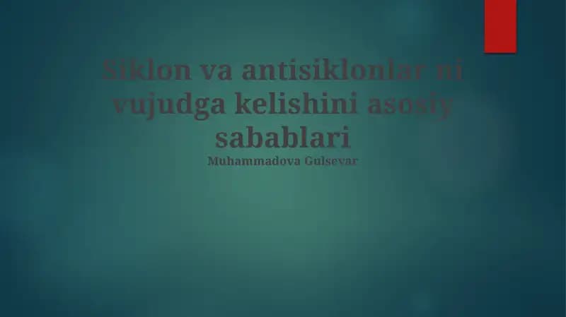 Antisiklonlar va Sirkonlar