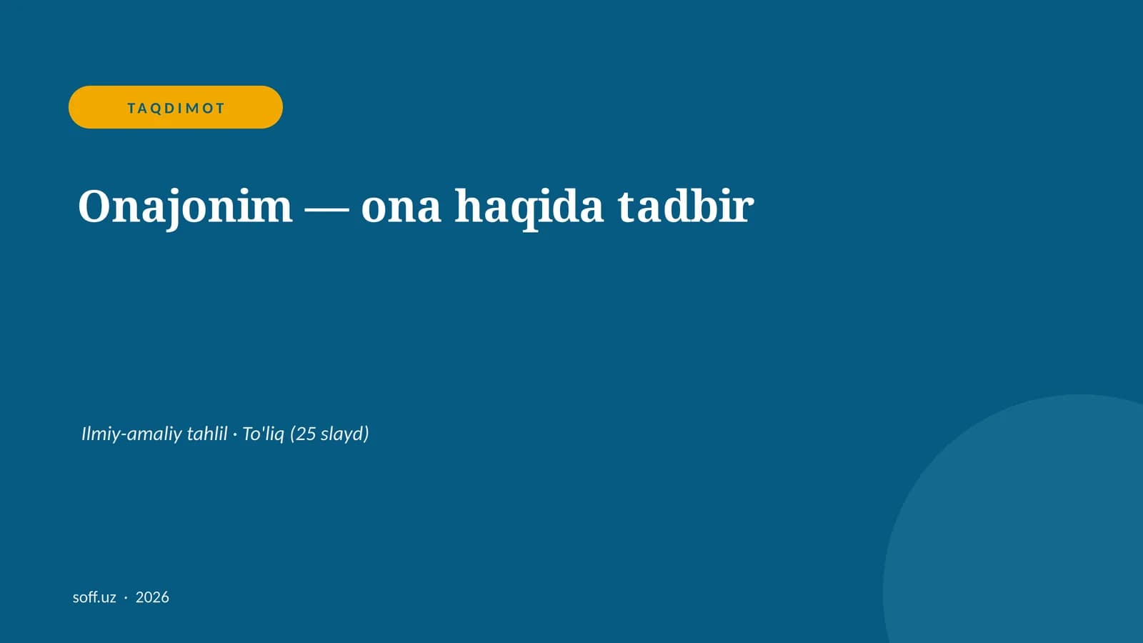 Onajonim - ona haqida tadbir