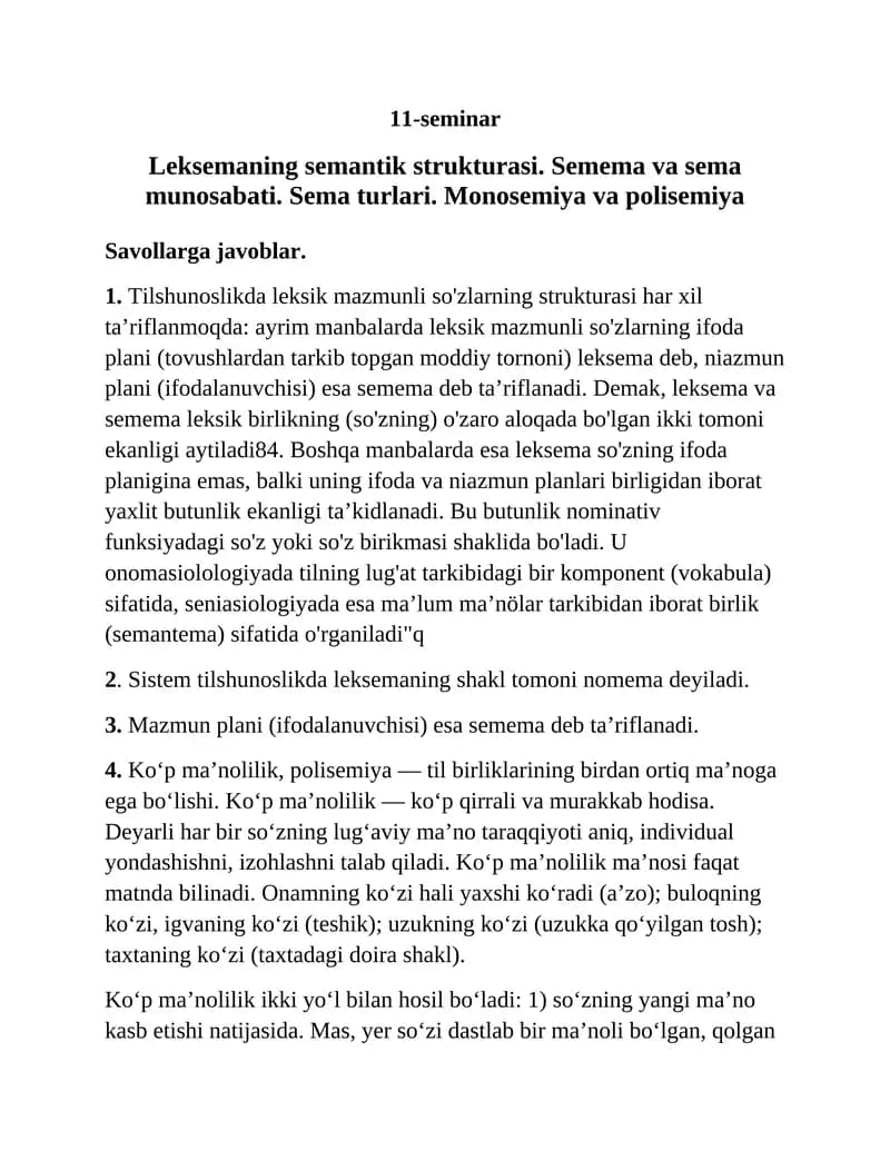 Leksemaning semantik strukturasi