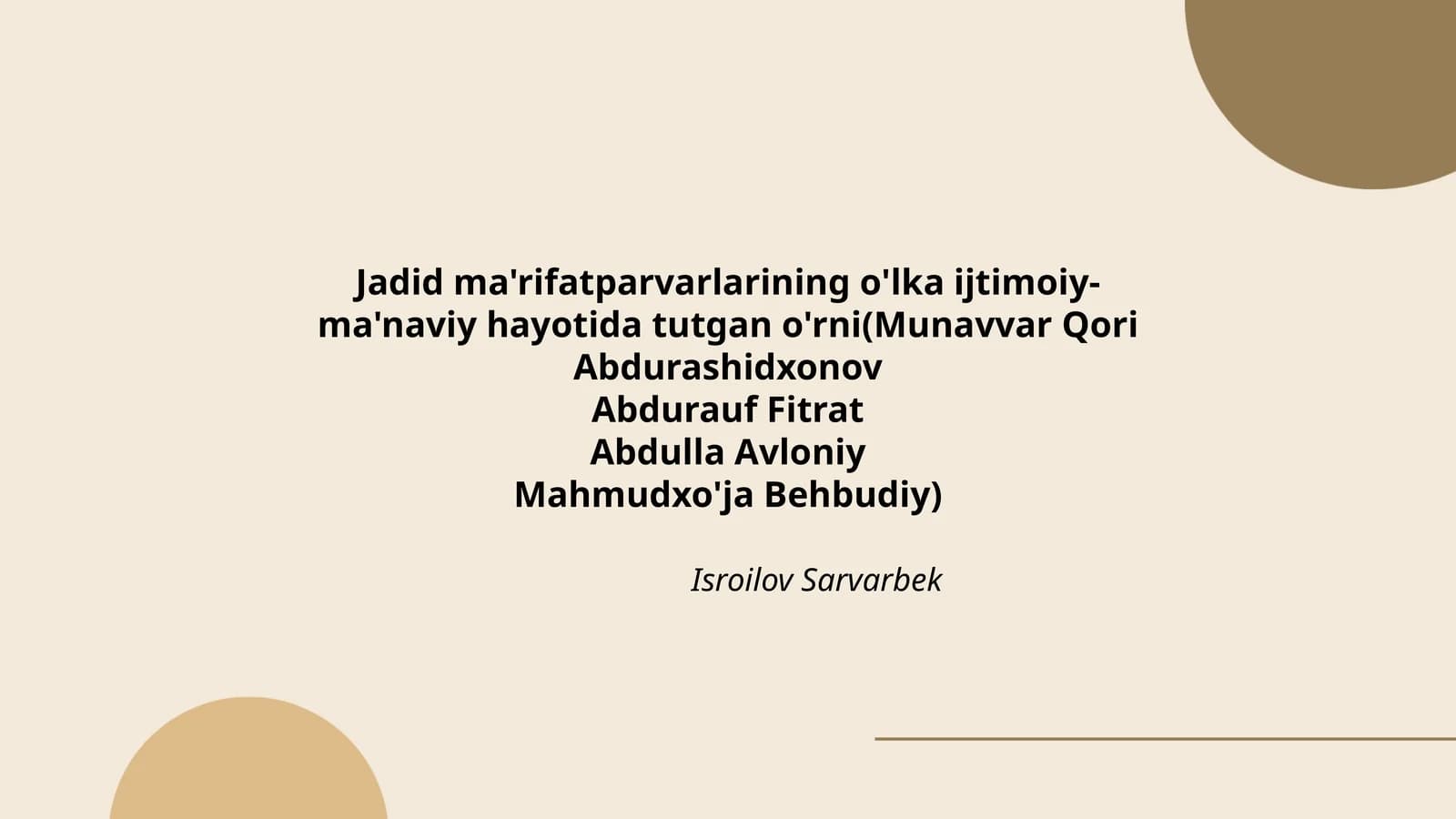 Jadid ma'rifatparvarlarining o'lka ijtimoiy-ma'naviy hayotida tutgan o'rni