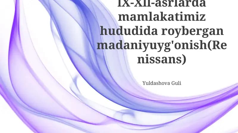 XIV-XV асрларда маданий юксалишга кириш