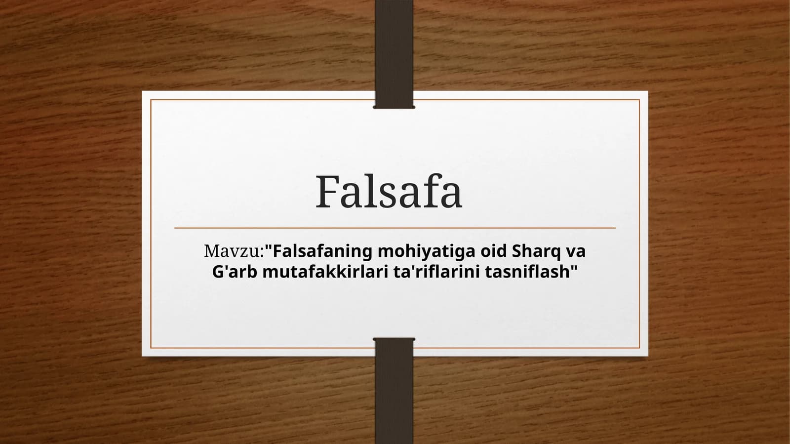 Falsa faning mohiyatiga oid Sharq va G'arb mutafakkirlari ta'riflarini tasniflash