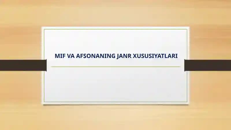 MIF VA AFSONANING JANR XUSUSIYATLARI