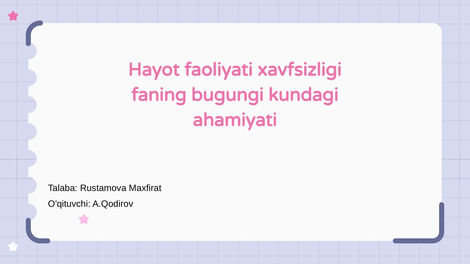 Hayot faoliyati xavfsizligi fanining ahamiyati