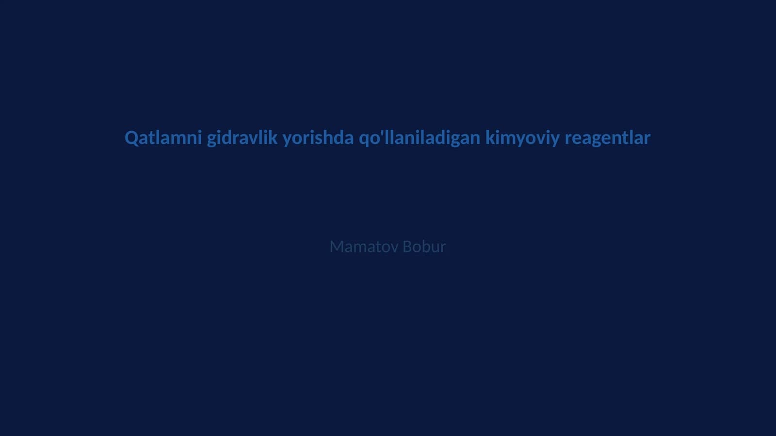 Qatlamni gidravlik yorishda qo'llaniladigan kimyoviy reagentlar