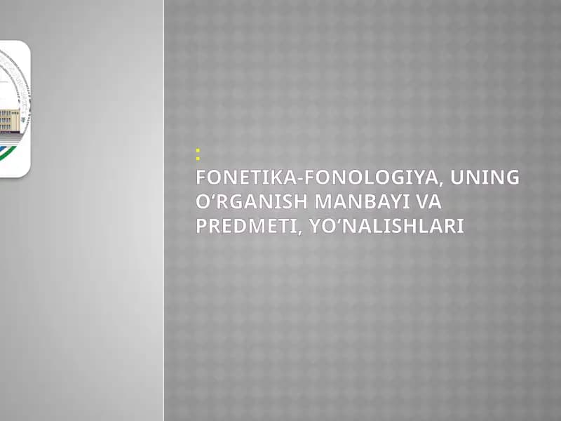 Fonetika va Fonologiya